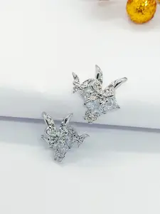 AVANT-GARDE PARIS 925 Sterling Silver Cubic Zirconia Butterfly Shaped Studs Earrings
