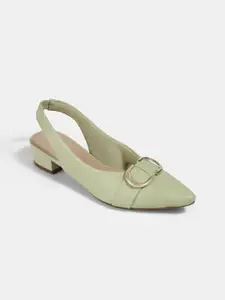 LEMON & PEPPER Women Pointed Toe Block Heel Mules