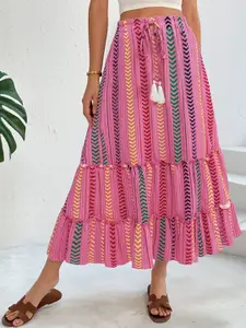 StyleCast Printed Tiered Midi Skirt