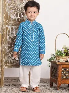 BAESD Boys Leheriya Printed Regular Pure Cotton Kurta With Pyjamas