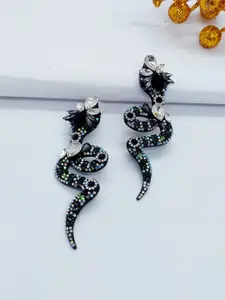 AVANT-GARDE PARIS Rhodium-Plated Rhinestone Snake Shaped Drop Earrings