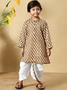 BAESD Boys Ethnic Motifs Printed Cotton Kurta with Dhoti Pant