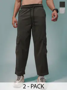 MADSTO Men Pack Of 2 Cotton Relaxed Fit Low-Rise Track Pants & Jogger