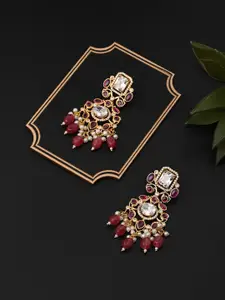 Anvik Gold-Plated Kundan Contemporary Chandbalis Earrings