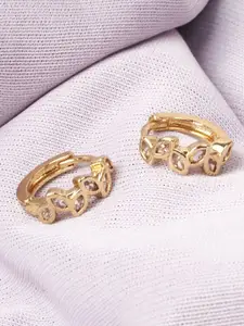 SALTY Gold-Plated Leaf Cluster Artificial Stones Leaf Shaped Hoop Earrings