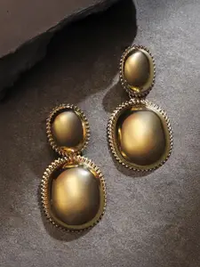 SOHI Gilded-Bridget Gold-Plated Contemporary Drop Earrings