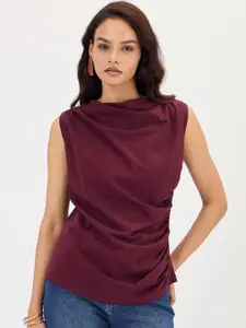 FEMMELLA Women Cowl Neck Cotton Top