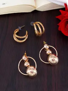 PRIVIU Set Of 2 Rose Gold-Plated Circular Shaped Half Hoop Earrings