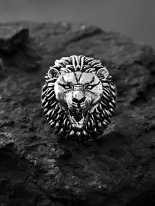 Voylla Sliver-Plated Statement Majestic Roar Finger Ring