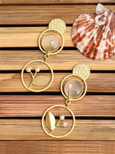 Anvik Gold-Plated Artificial Stones and Beads Circular Drop Earrings