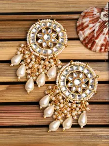 Anvik Gold-Plated Kundan Contemporary Drop Earrings