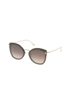Tom Ford Women Brown Lens & Brown Butterfly Sunglasses with
