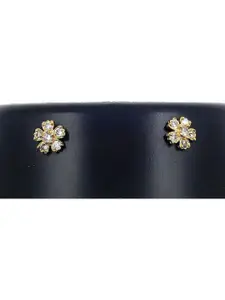Anujeet Fashion Hub Gold-Plated Floral Shaped Artificial Stones Studs Earrings