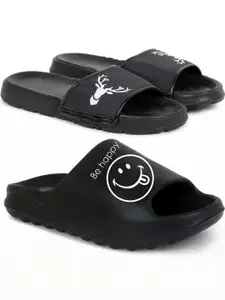 Pampy Angel Pack of 2 Men Black Rubber Sliders