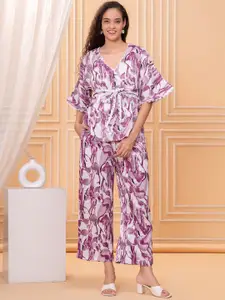 HIGHLIGHT FASHION EXPORT Thread Embroidered Printed Top With Trouser Co-Ords