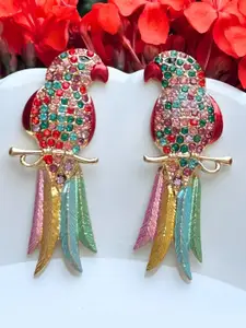 AVANT-GARDE PARIS Gold-Plated Rhinestone Parrot Shaped Drop Earrings