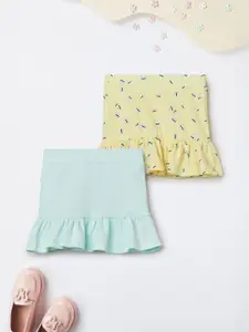 max Girls Pack Of 2 Printed Pure Cotton A-Line Mini Skirt