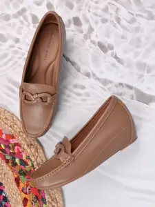 Ronnie Grey Women Slip-On PU Wedge Heel Loafers