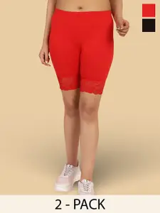 Jinfo Women Pack Of 2 Skinny Fit Cycling Sports Shorts