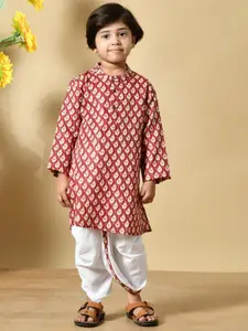 BAESD Boys Abstract Printed Cotton Kurta with Dhoti Pant