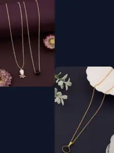DressBerry Set of 3 Gold-Plated Pendant wirh Chain