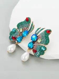 AVANT-GARDE PARIS Gold-Plated Rhinestone Butterfly Shaped Drop Earrings