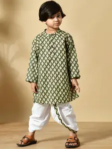 BAESD Boys Abstract Printed Cotton Kurta with Dhoti Pant