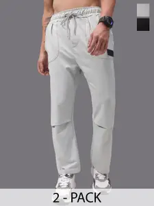 MADSTO Men Pack Of 2 Cotton Relaxed Fit Low-Rise Track Pants & Jogger
