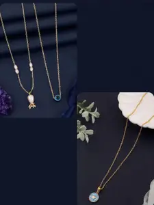 DressBerry Pack of 3 Gold-Plated Charms Chain With Pendant