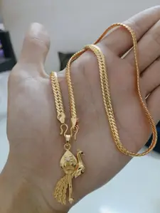 goticreation Women Gold-Plated Chain With Peacock Pendant