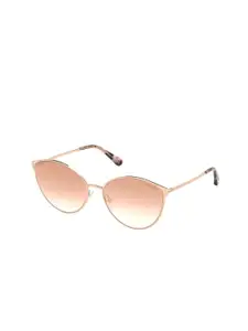 Tom Ford Women Brown Lens & Gold-Toned Oversized Sunglasses with