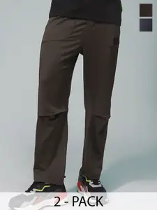 MADSTO Men Pack Of 2 Cotton Relaxed Fit Low-Rise Track Pants