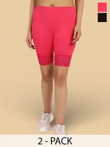 Jinfo Women Pack Of 2 Skinny Fit Cycling Sports Shorts