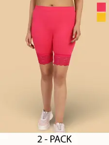 Jinfo Women Pack Of 2 Skinny Fit Cycling Sports Shorts