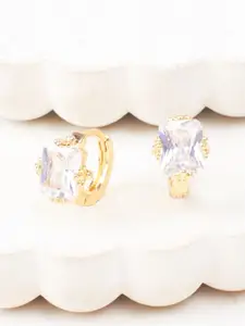 SALTY Gold-Plated Royal Star Artificial Stones Circular Shaped Hoop Earrings