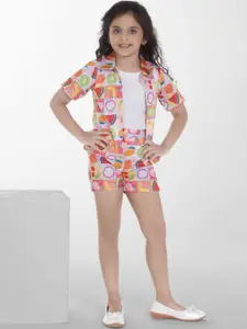 Ministitch Girls Printed Half Sleeve Shirt with Shorts