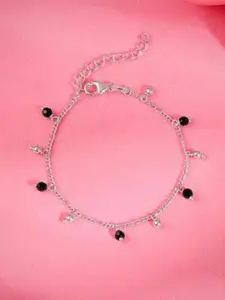 GIVA Rhodium-Plated Artificial Beads Anklet