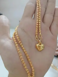 Goticreation Brass Gold-Plated Necklace with Heart Pendant