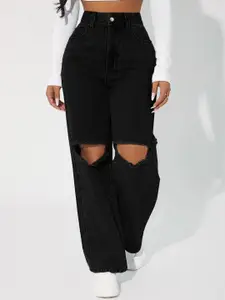 CORSICA Women Straight Fit Slash Knee High-Rise Jeans