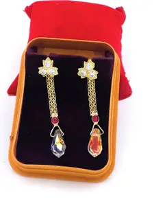 Anujeet Fashion Hub Gold-Plated Artificial Stones and Beads Contemporary Drop Earrings