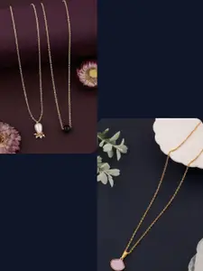 DressBerry Set of 3 Gold-Plated Pendant With Chain