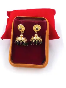 Anujeet Fashion Hub Gold-Plated Artificial Stones and Beads Dome Shaped Jhumkas Earrings
