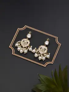 Anvik Gold-Plated Kundan Contemporary Drop Earrings