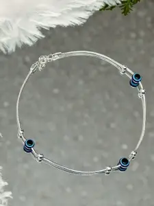 925 SILLER 925 Pure Silver Triple Evil Eye Anklet