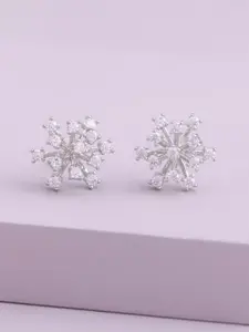 Kushal's Fashion Jewellery Rhodium-Plated Zircon Contemporary Studs