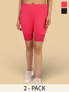 Jinfo Women Pack of 2 Skinny Fit Cycling Sports Shorts