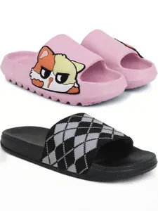 Pampy Angel Women Set of 2 Printed Rubber Sliders