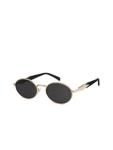 DressBerry Women Grey Lens & Gold-Toned Oval Sunglasses with