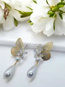 AVANT-GARDE PARIS Gold-Plated Cubic Zirconia Butterfly Drop Earrings