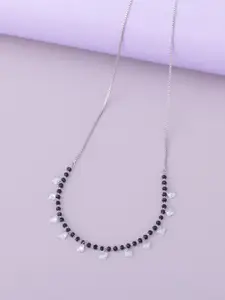 Kushal's Fashion Jewellery Rhodium-Plated Zircon Stone Studded & Beaded Necklace